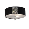Diyas Evelyn 3 Light Round Ceiling Light in Polished Chrome with Crystal and Black Shade