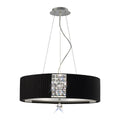 Diyas Evelyn 5 Light Round Pendant Light in Polished Chrome with Crystal and Black Shade