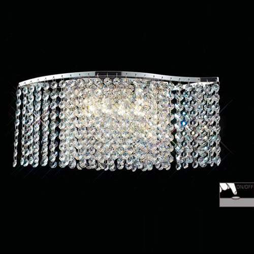 Diyas Fabio 2 Light Switched Wall Light in Polished Chrome with Crystal