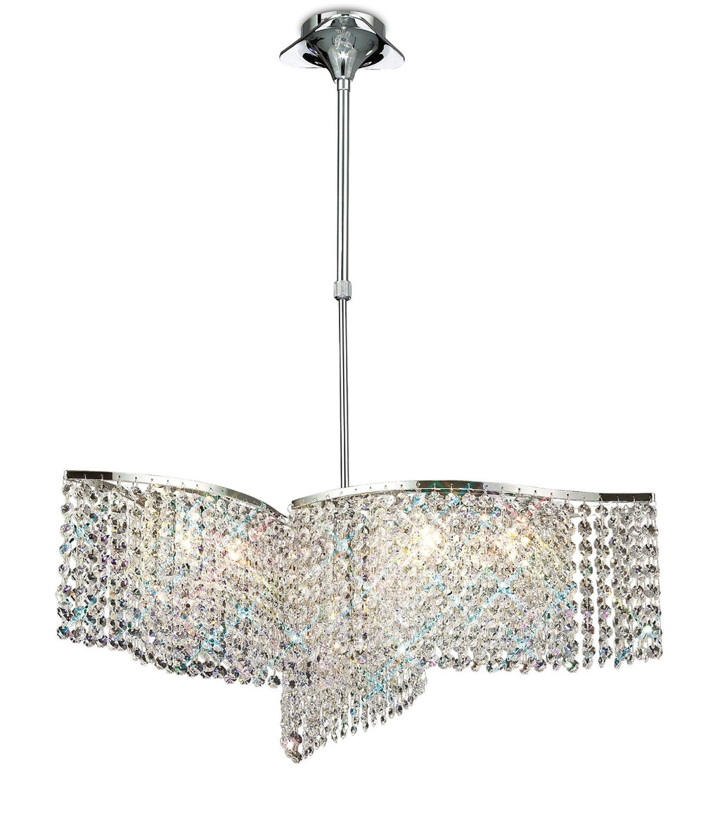 Diyas Fabio 6 Light Semi Flush Ceiling Light in Polished Chrome with Crystal