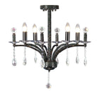 Diyas Fiore 4 Light Semi Flush Ceiling Light in Black Chrome with Crystal