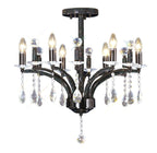 Diyas Fiore 6 Light Semi Flush Ceiling Light in Black Chrome with Crystal