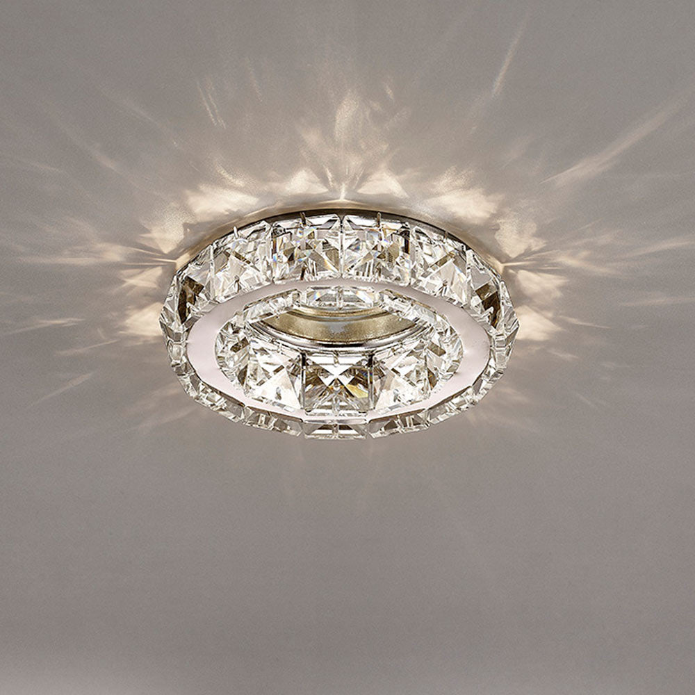 Diyas Galaxy Round Recessed Downlight in Polished Chrome with Crystal