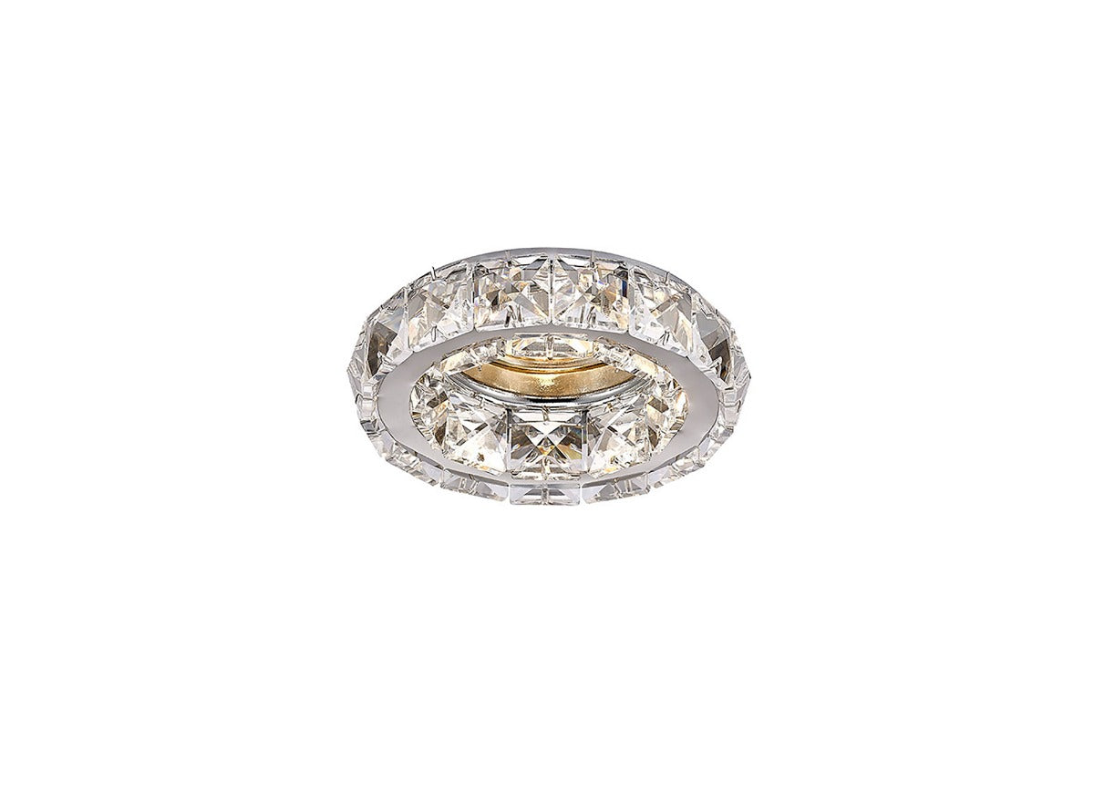 Diyas Galaxy Round Recessed Downlight in Polished Chrome with Crystal