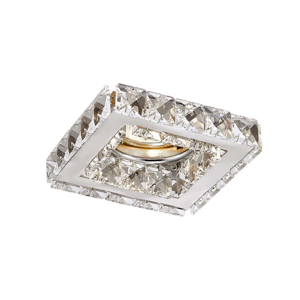 Diyas Galaxy Square Recessed Downlight in Polished Chrome with Crystal