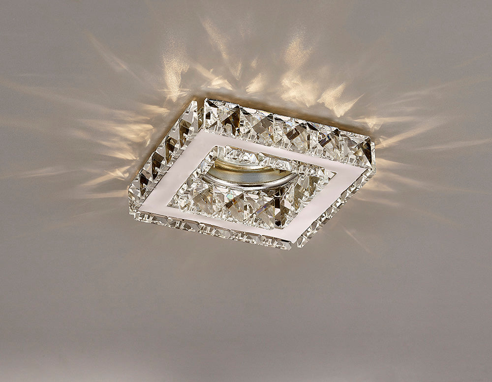 Diyas Galaxy Square Recessed Downlight in Polished Chrome with Crystal