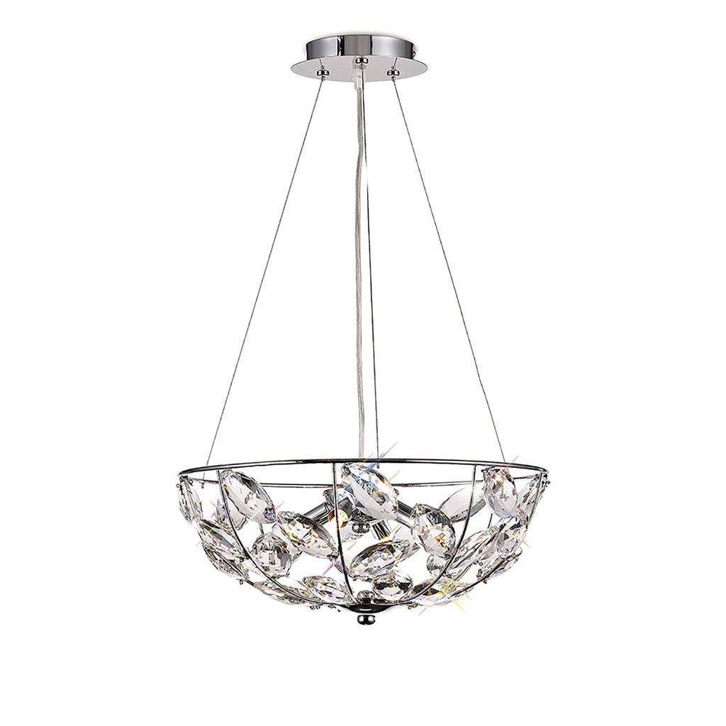 Diyas Galilea 4 Light Pendant Light in Polished Chrome with Crystal
