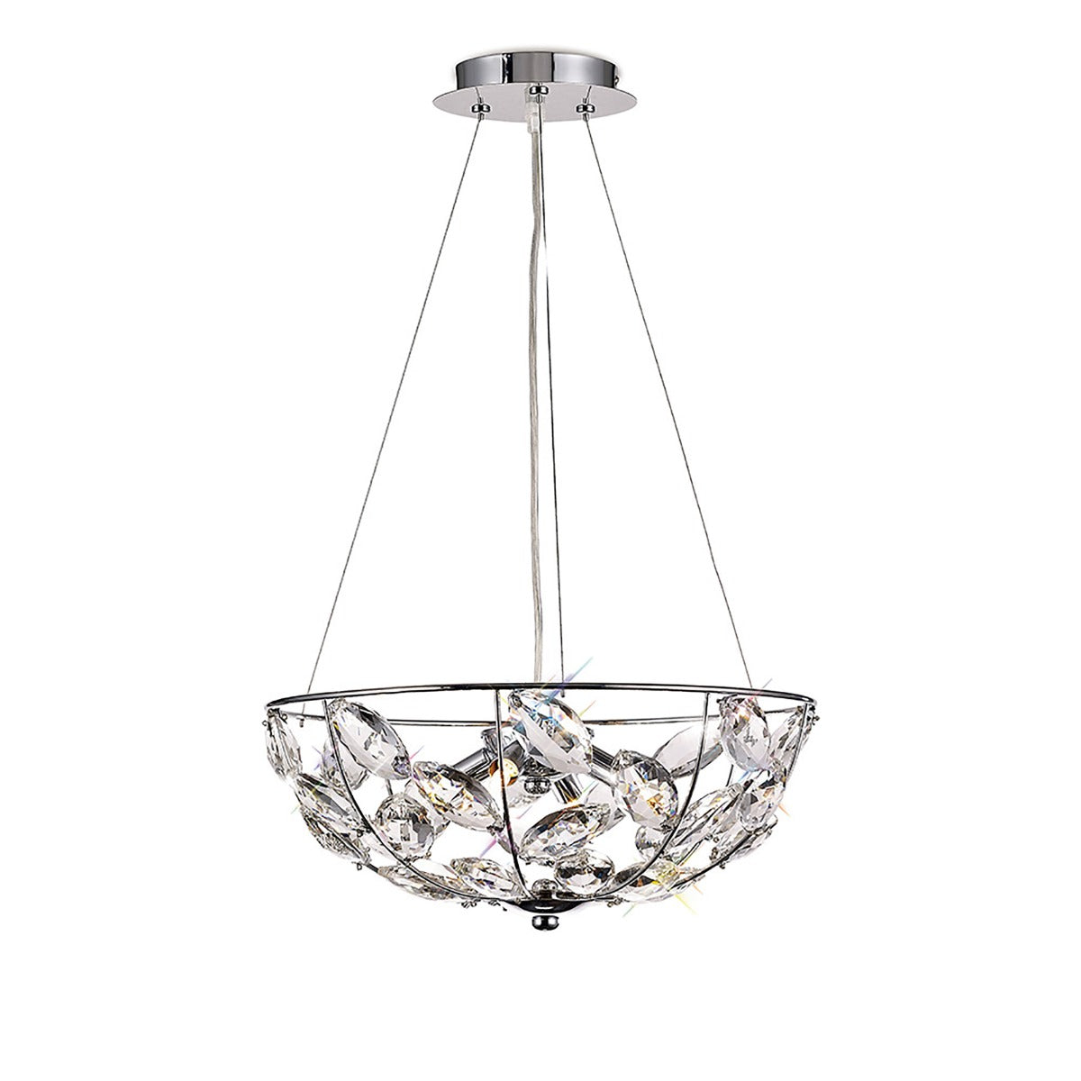 Diyas Galilea 4 Light Pendant Light in Polished Chrome with Crystal
