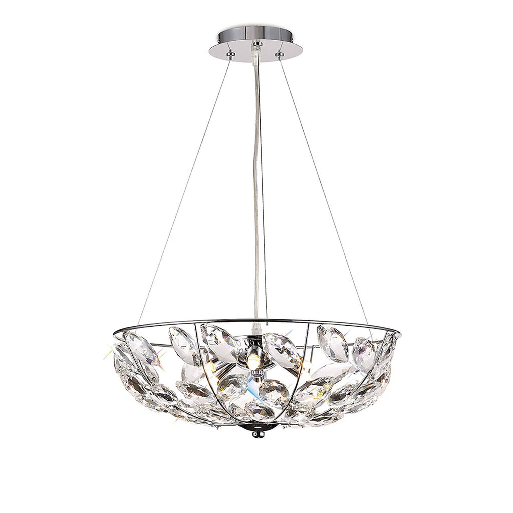 Diyas Galilea 6 Light Pendant Light in Polished Chrome with Crystal