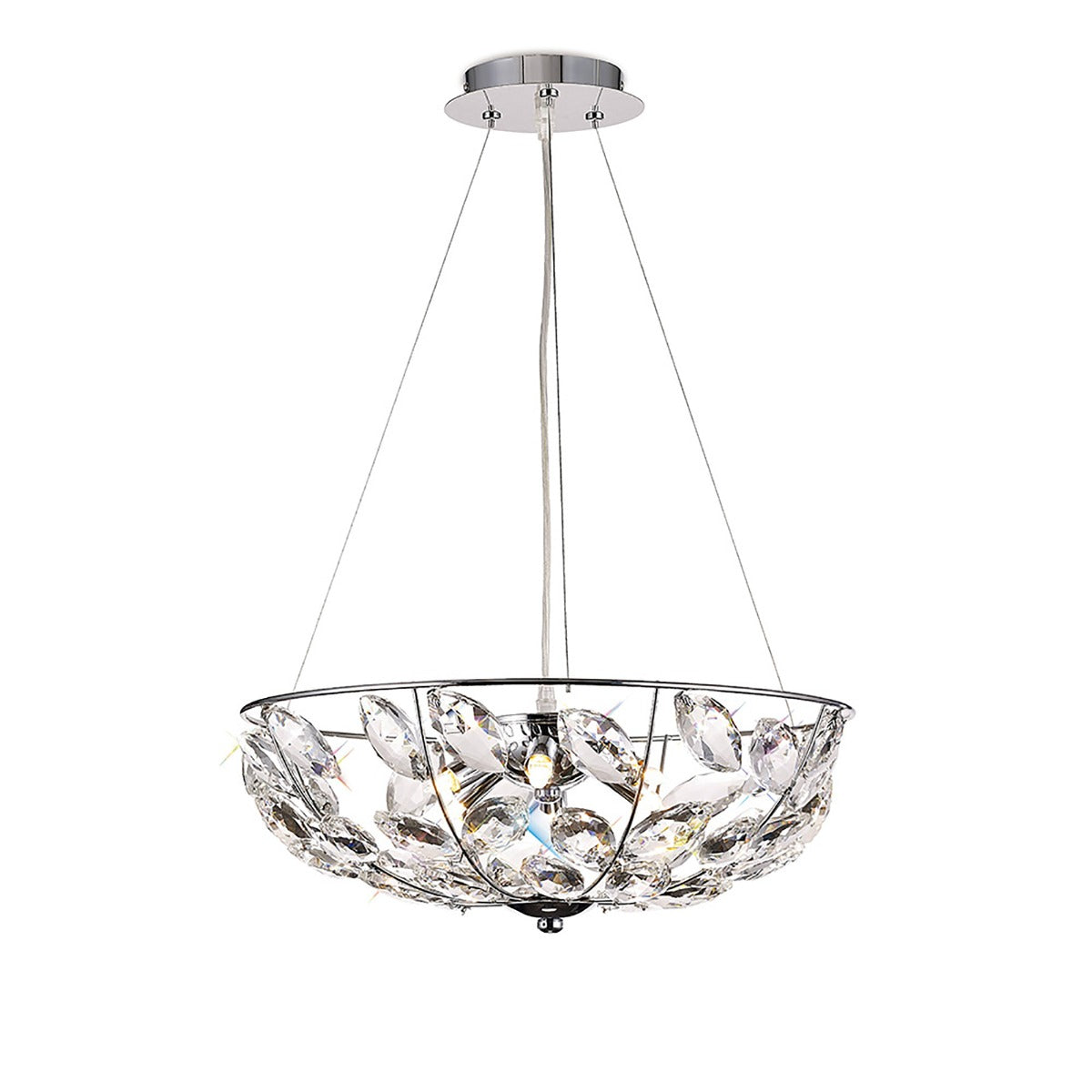 Diyas Galilea 6 Light Pendant Light in Polished Chrome with Crystal