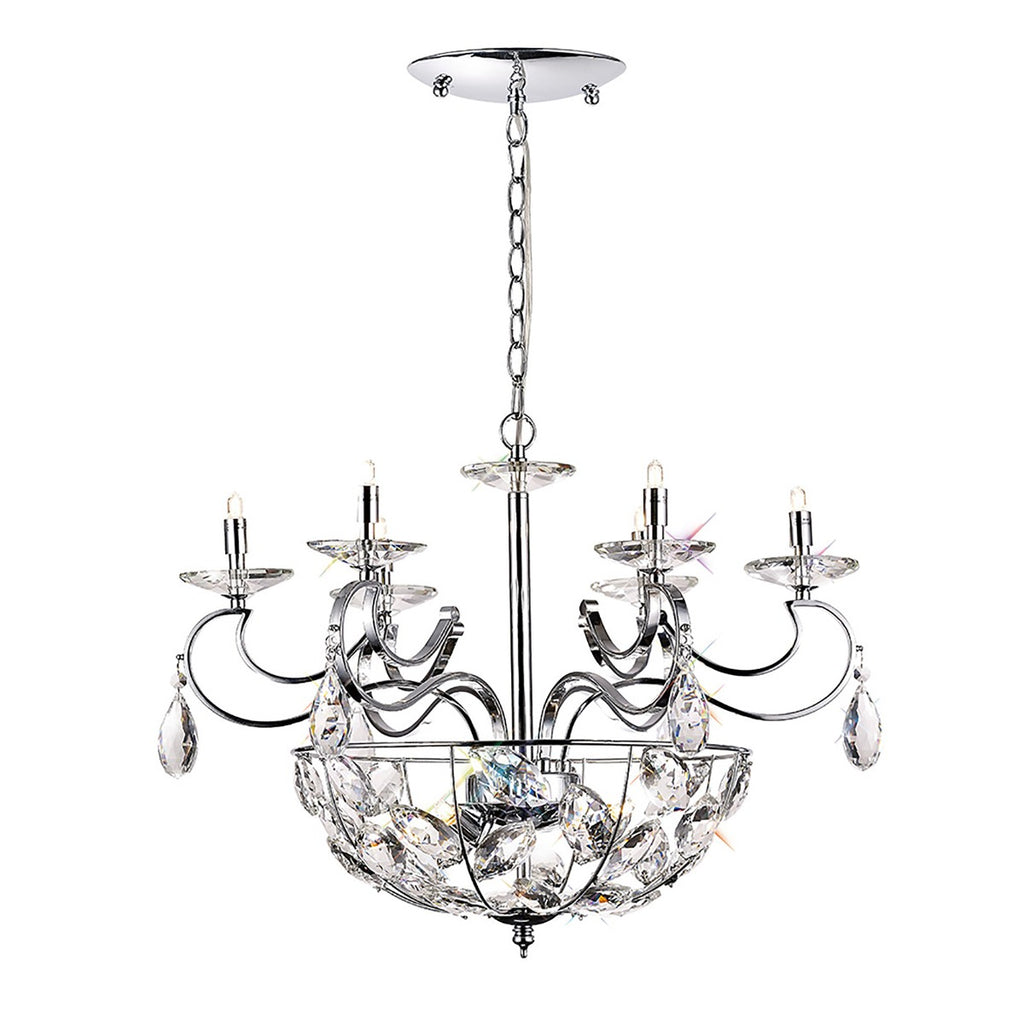 Diyas Galilea 9 Light Pendant Light in Polished Chrome with Crystal