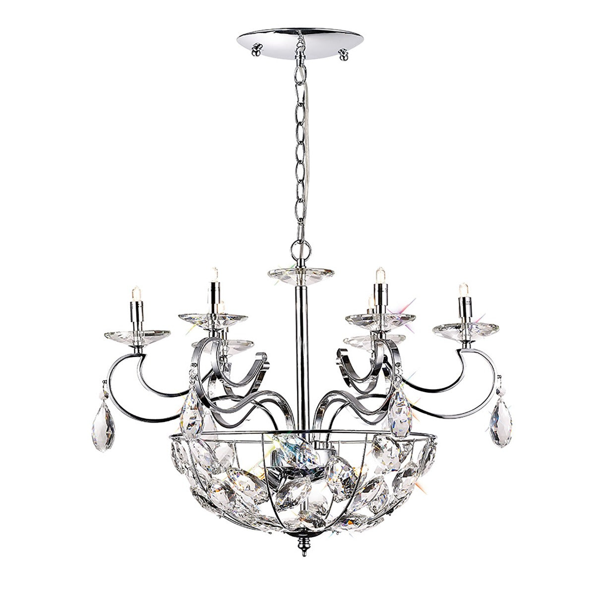 Diyas Galilea 9 Light Pendant Light in Polished Chrome with Crystal