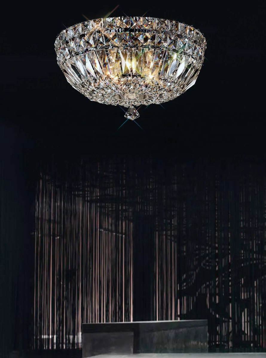Diyas Georgina 4 Light Flush Ceiling Light in Polished Chrome with Crystal