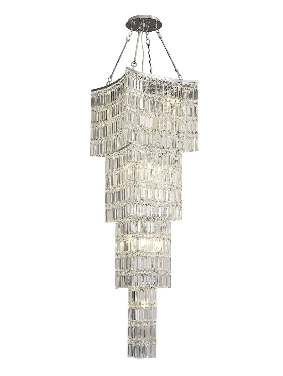 Diyas Gianni 11 Light Tall Pendant Light in Polished Chrome with Crystal