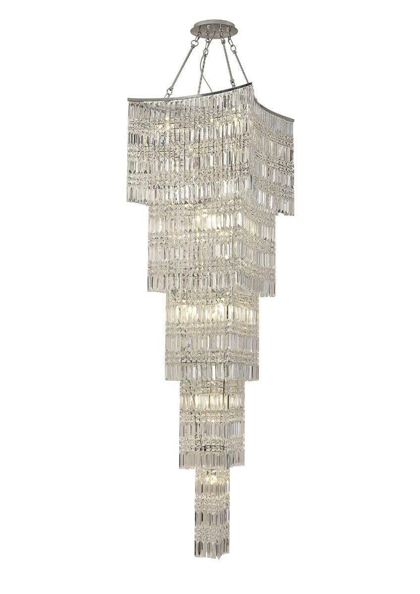 Diyas Gianni 15 Light Tall Pendant Light in Polished Chrome with Crystal