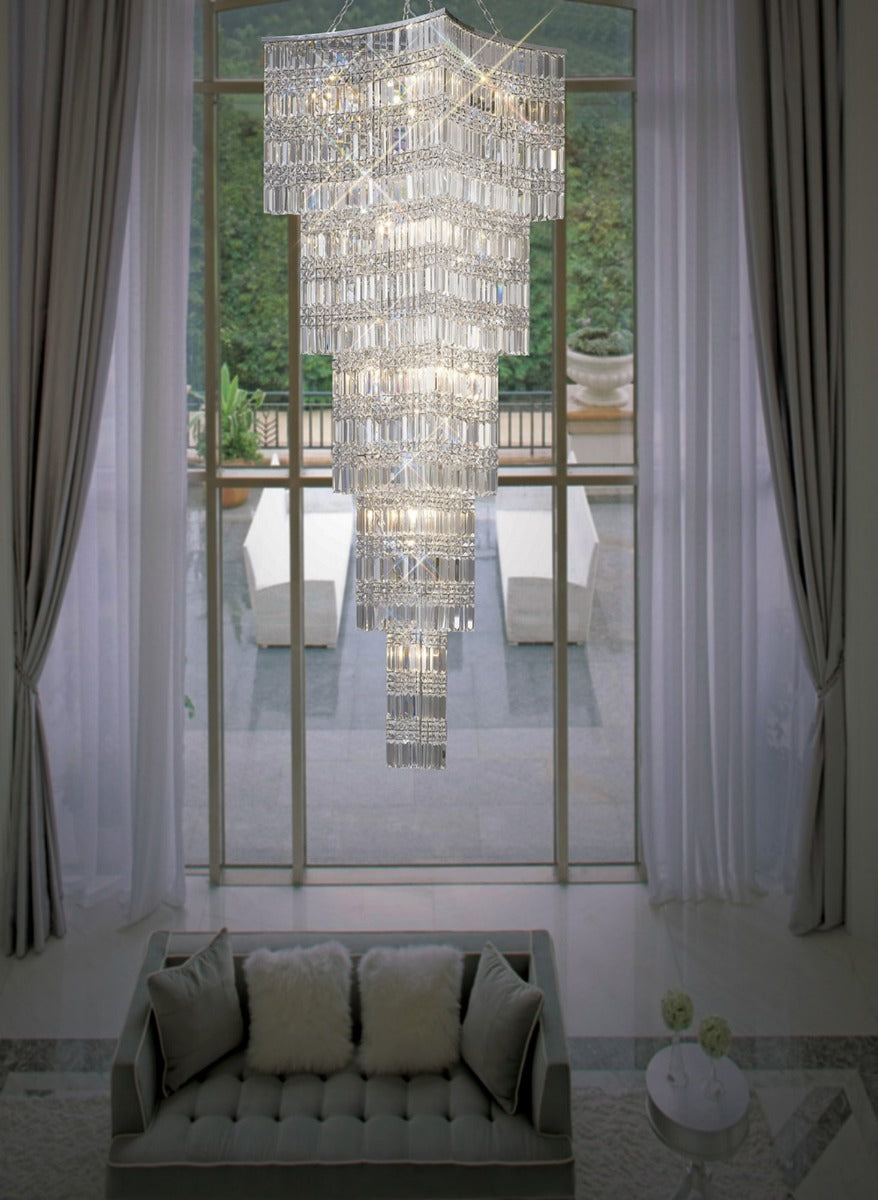 Diyas Gianni 15 Light Tall Pendant Light in Polished Chrome with Crystal