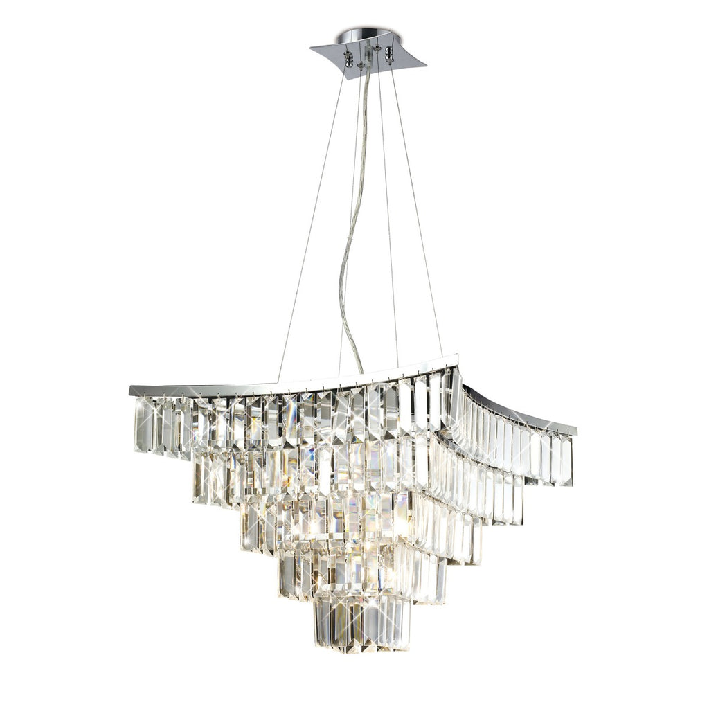 Diyas Gianni 9 Light Pendant Light in Polished Chrome with Crystal