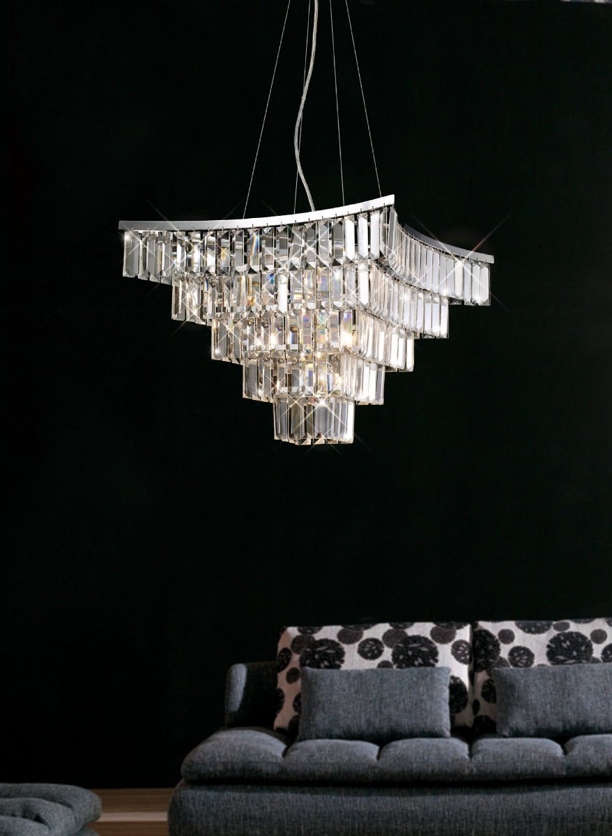 Diyas Gianni 9 Light Pendant Light in Polished Chrome with Crystal
