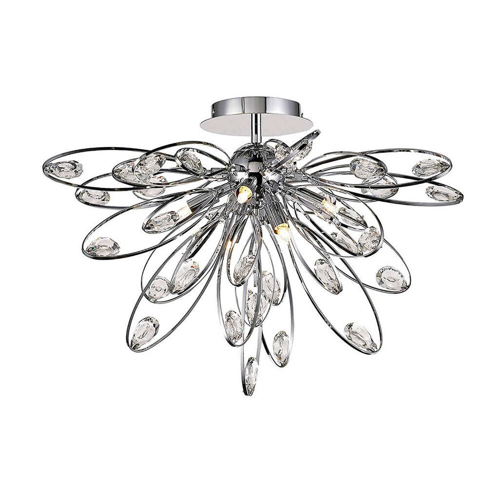 Diyas Harlow 6 Light Ceiling Light in Polished Chrome with Crystal