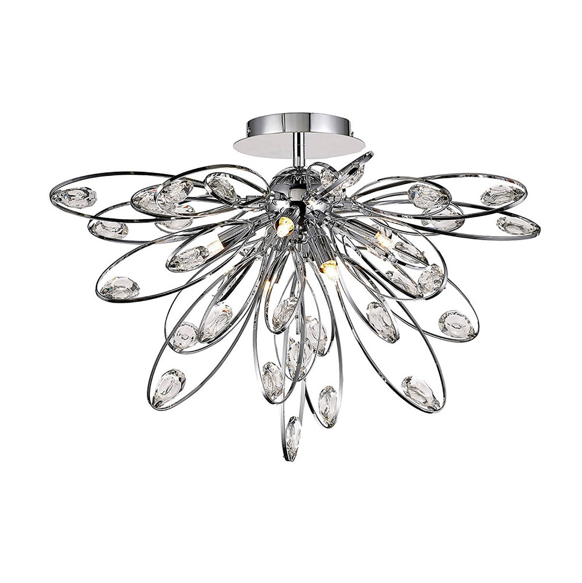 Diyas Harlow 6 Light Ceiling Light in Polished Chrome with Crystal