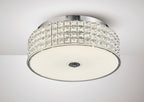 Diyas Hawthorne Round Flush Ceiling Light in Polished Chrome with Crystal