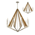 Diyas Hilton 10 Light Decagonal Pendant Light in Polished Nickel with Taupe Wood