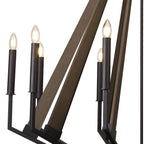 Diyas Hilton 10 Light Decagonal Pendant Light in Satin Black with Dark Grey Wood