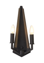 Diyas Hilton 2 Light Wall Light in Satin Black with Dark Grey Wood