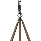Diyas Hilton 3 Light Tetragonal Pendant Light in Satin Black with Dark Grey Wood