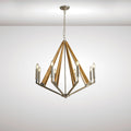 Diyas Hilton 8 Light Octagonal Pendant Light in Polished Nickel with Taupe Wood