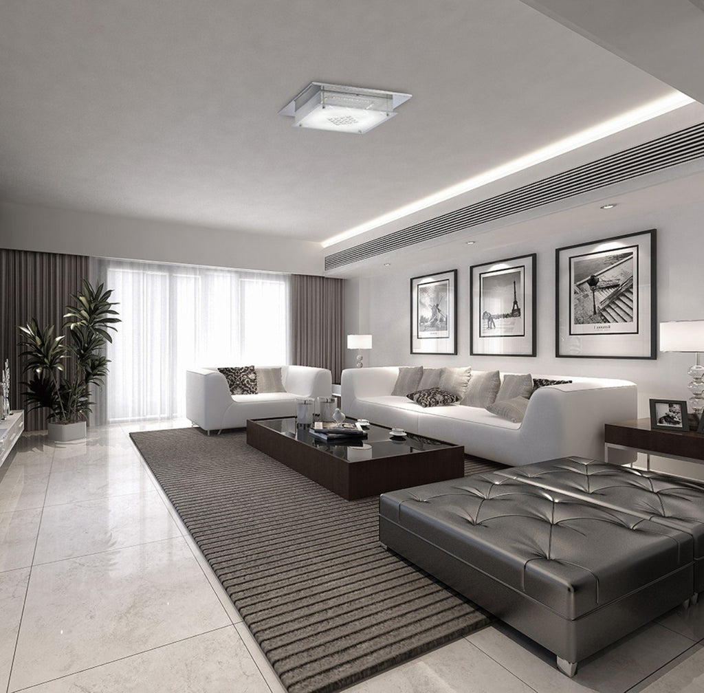 Diyas Ines Flush Ceiling Light in Polished Chrome with Crystal