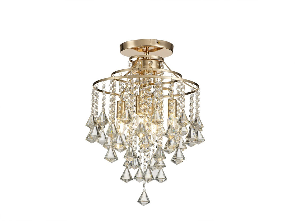 Diyas Inina 4 Light Ceiling Light in French Gold with Crystal