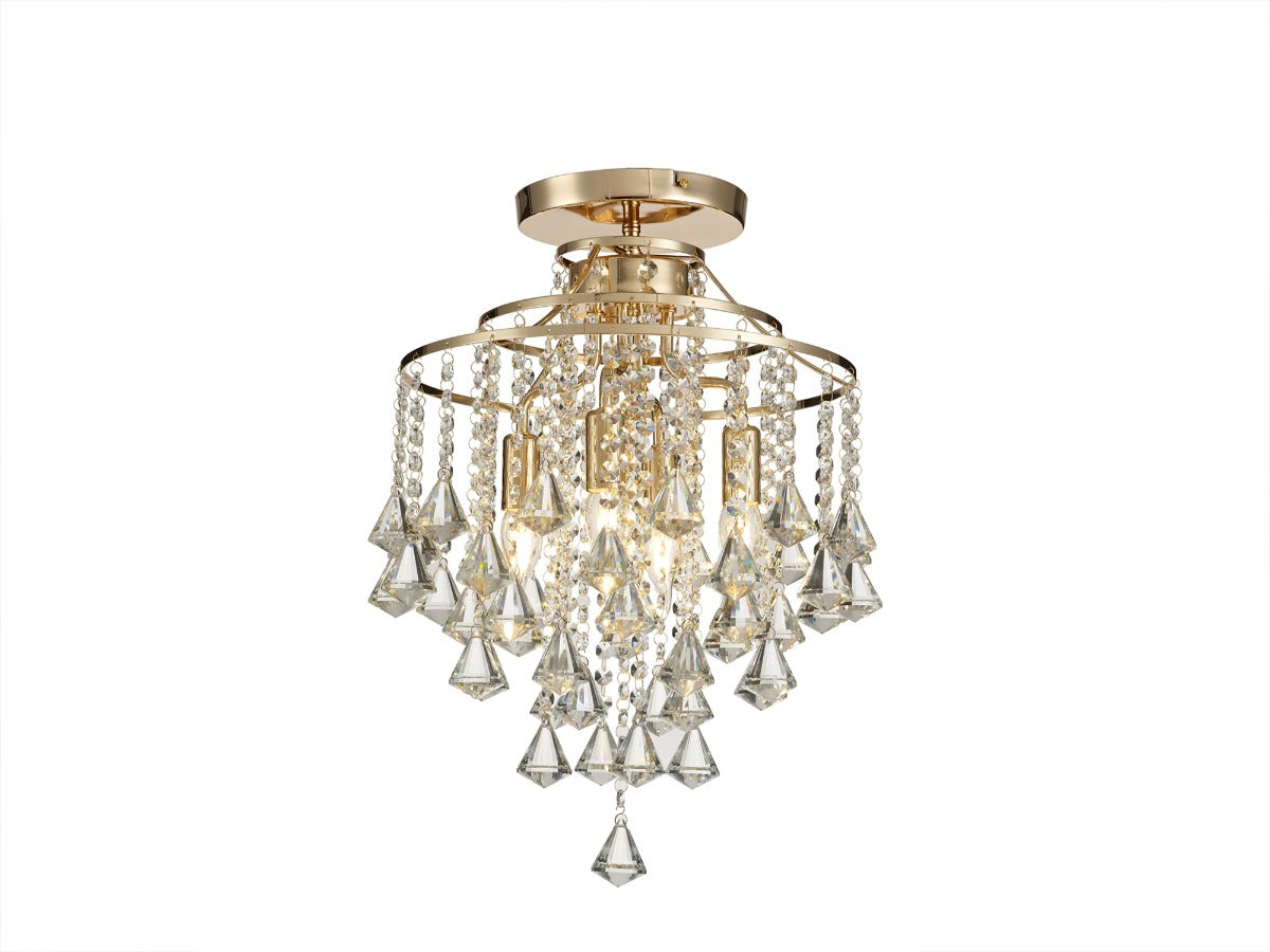 Diyas Inina 4 Light Ceiling Light in French Gold with Crystal