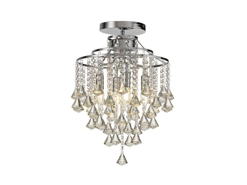 Diyas Inina 4 Light Ceiling Light in Polished Chrome with Crystal