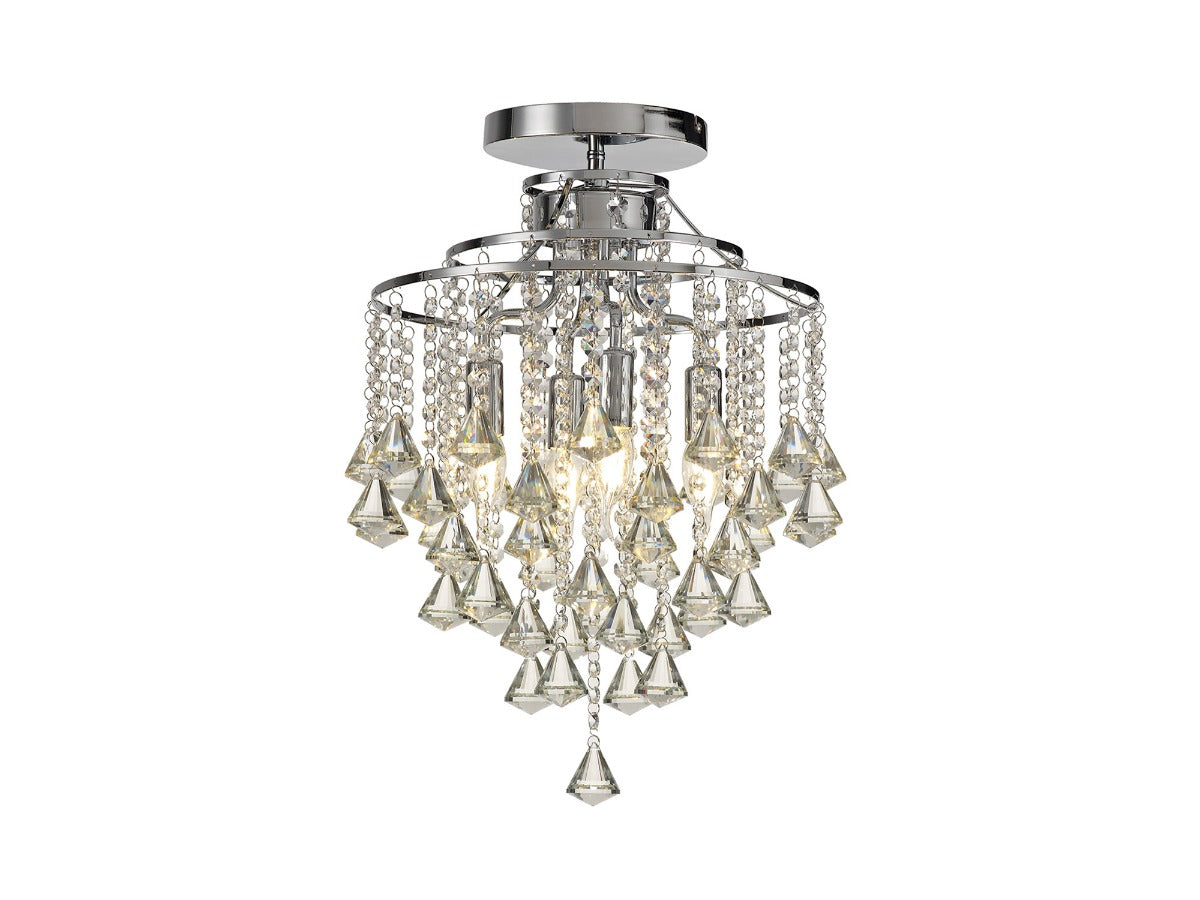 Diyas Inina 4 Light Ceiling Light in Polished Chrome with Crystal
