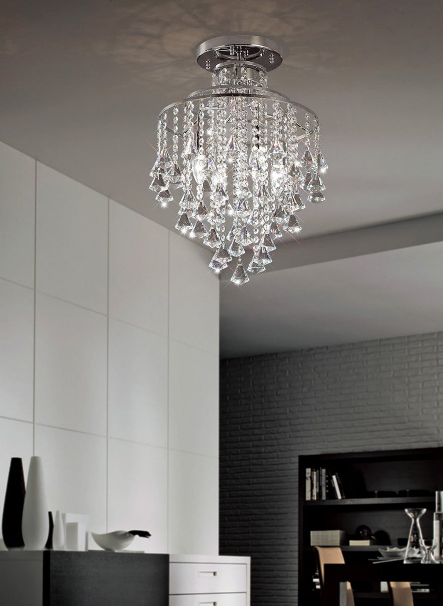 Diyas Inina 4 Light Ceiling Light in Polished Chrome with Crystal