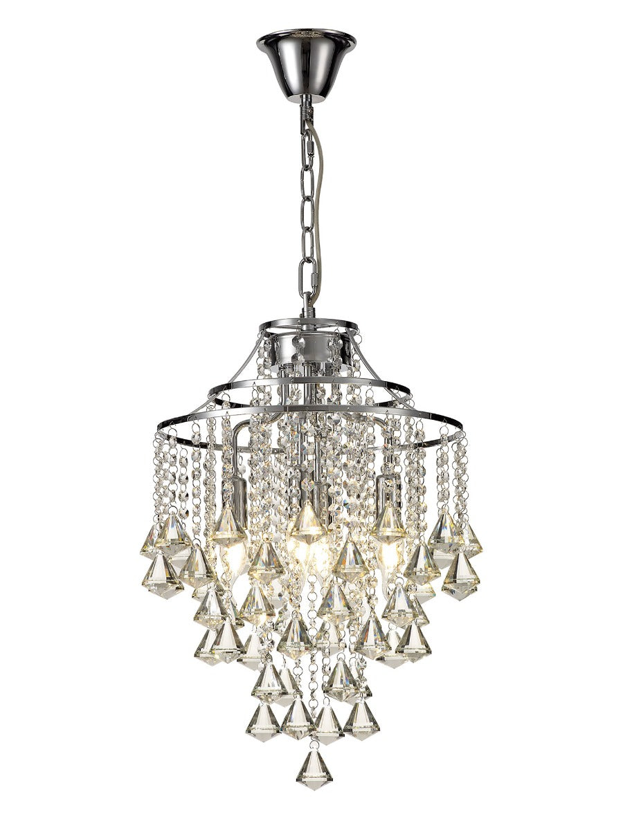 Diyas Inina 4 Light Pendant Light in Polished Chrome with Crystal