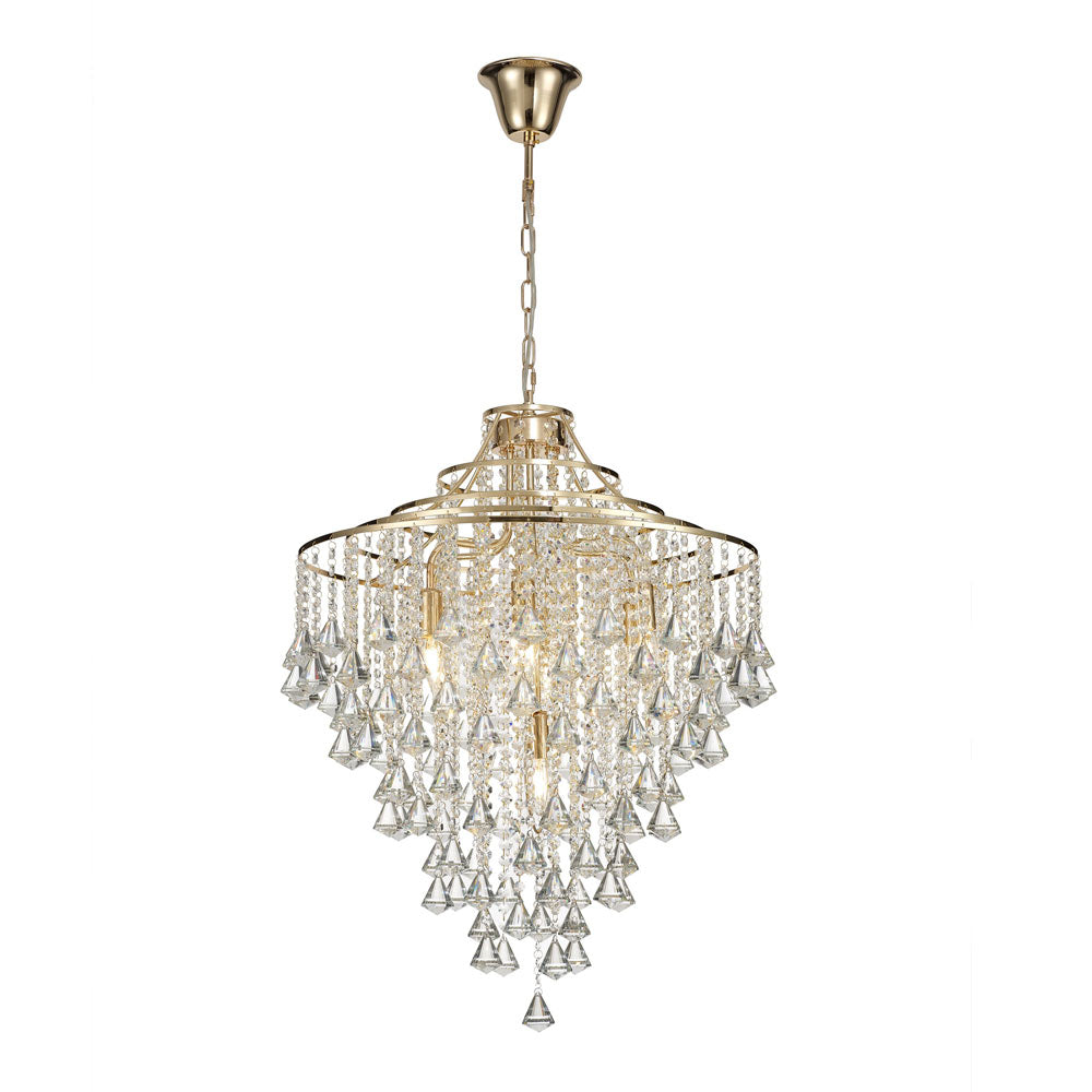Diyas Inina 7 Light Pendant Light in French Gold with Crystal