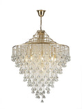 Diyas Inina 9 Light Pendant Light in French Gold with Crystal