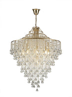 Diyas Inina 9 Light Pendant Light in French Gold with Crystal