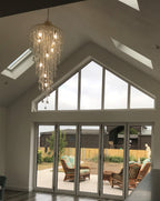 Diyas Inina 9 Light Tall Pendant Light in French Gold with Crystal