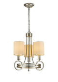 Diyas Isabella 3 Light Pendant Light in Antique Silver Teak Plated with Beige Shade