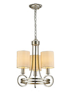 Diyas Isabella 3 Light Pendant Light in Antique Silver Teak Plated with Beige Shade