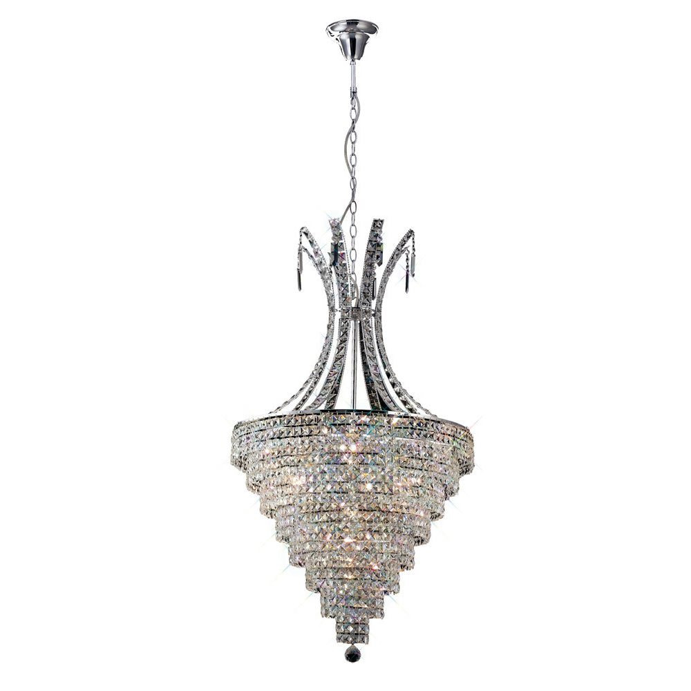 Diyas Kanya 10 Light Pendant Light in Polished Chrome with Crystal