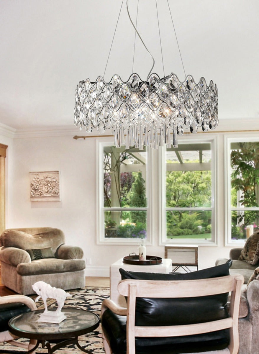 Diyas Kenzie 16 Light Round Pendant Light in Polished Chrome with Crystal