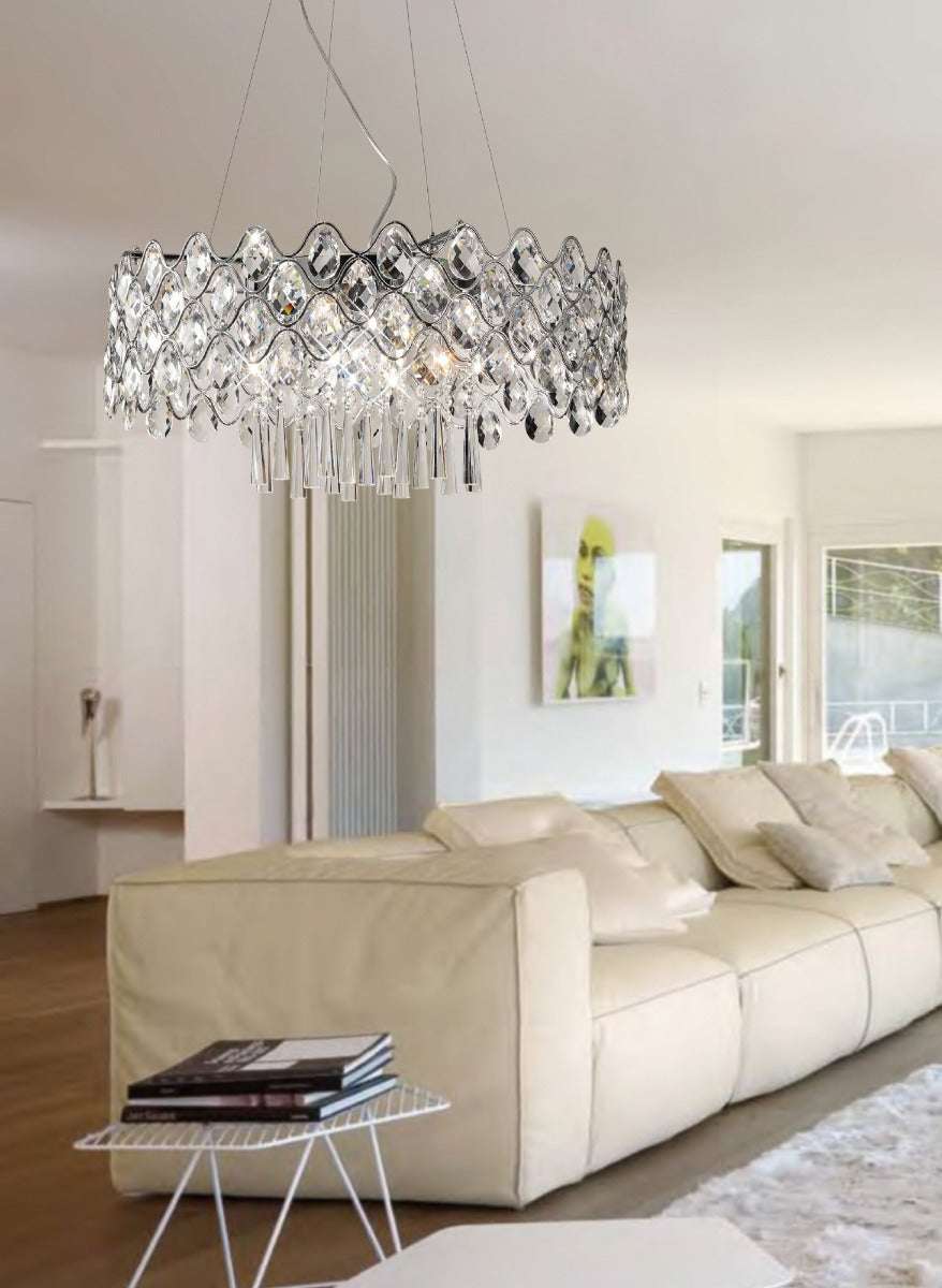 Diyas Kenzie 16 Light Round Pendant Light in Polished Chrome with Crystal
