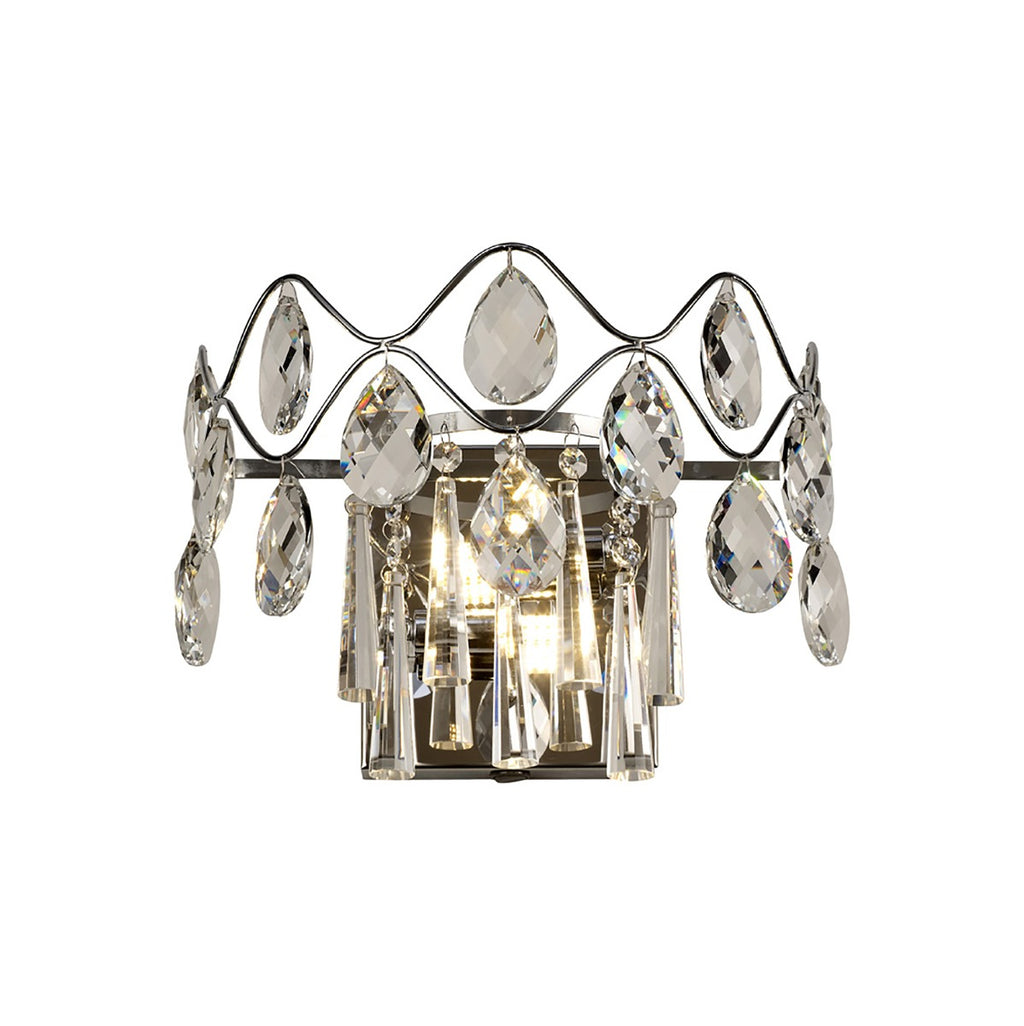 Diyas Kenzie 2 Light Wall Light in Polished Chrome with Crystal