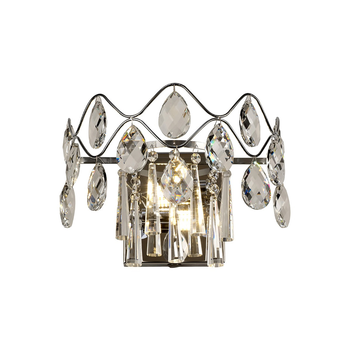 Diyas Kenzie 2 Light Wall Light in Polished Chrome with Crystal