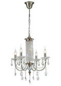 Diyas Leana 4 Light Pendant Light in Satin Nickel with Crystal