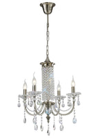 Diyas Leana 4 Light Pendant Light in Satin Nickel with Crystal